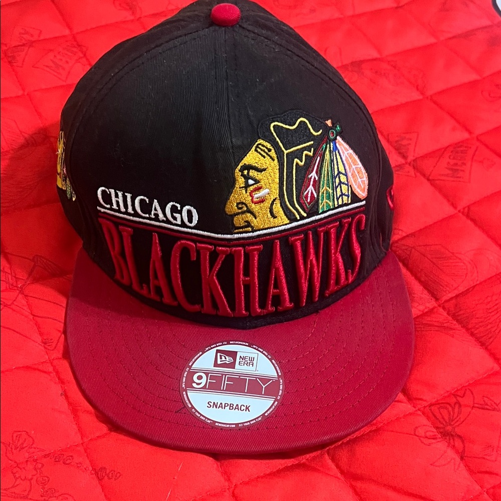 New Era Black and Red Chicago Blackhawks Kids Hat